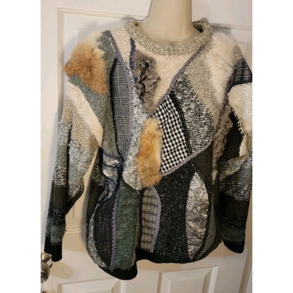Mariea Kim Vintage Patchwork Fur Sweater 80's Women's Medium